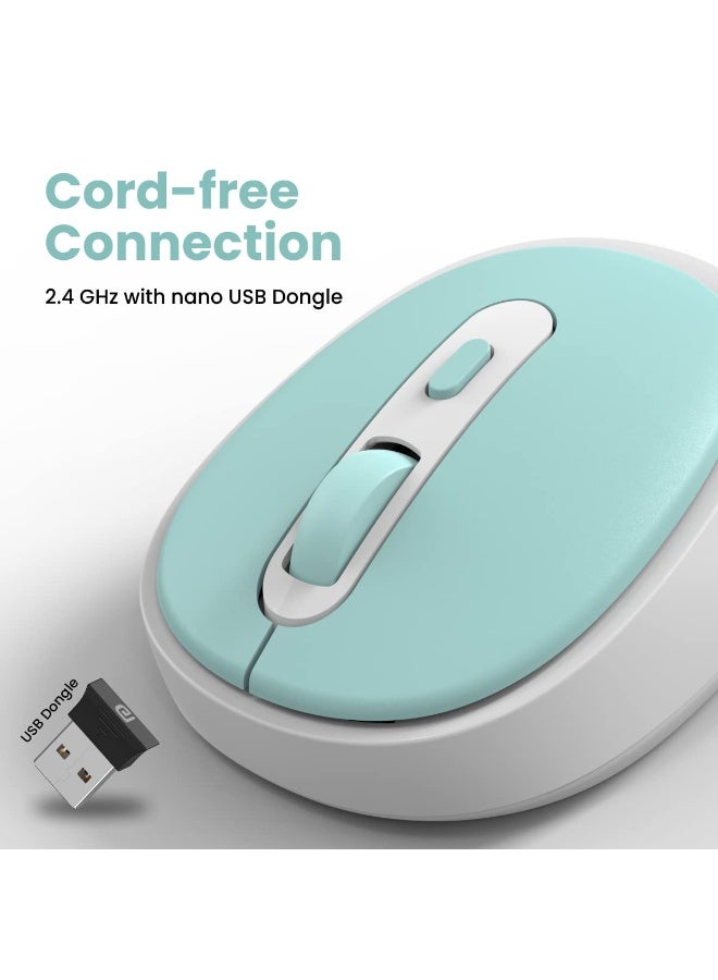 بورترونيكس Portronics Toad 27 Wireless Mouse, Silent Buttons, 2.4 GHz with USB Nano Dongle for PC/Mac/Laptop, Auto Power Saving Mode, Adjustable DPI Button(Green) - Image 3